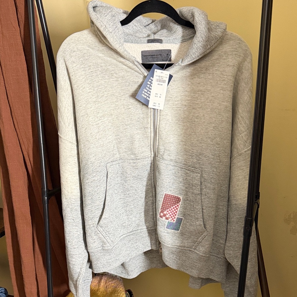 NWT Abercrombie & Fitch Light Gray Fleece-Lined Jacket